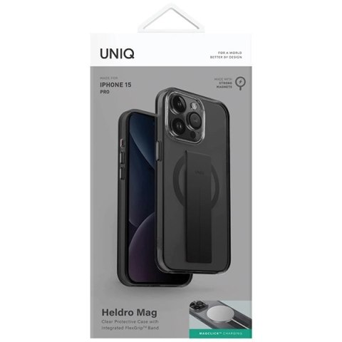 Etui UNIQ Heldro Mag Magclick Charging na iPhone 15 Pro - czarne Etui UNIQ Heldro Mag Magclick Charging na iPhone 15 Pro - czarne