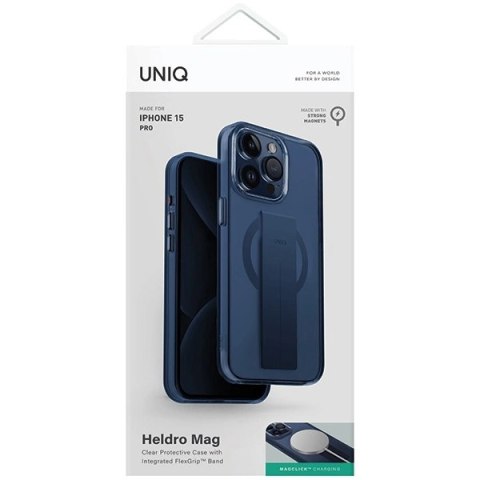 Etui UNIQ Heldro Mag Magclick Charging na iPhone 15 Pro - niebieskie Etui UNIQ Heldro Mag Magclick Charging na iPhone 15 Pro - niebieskie