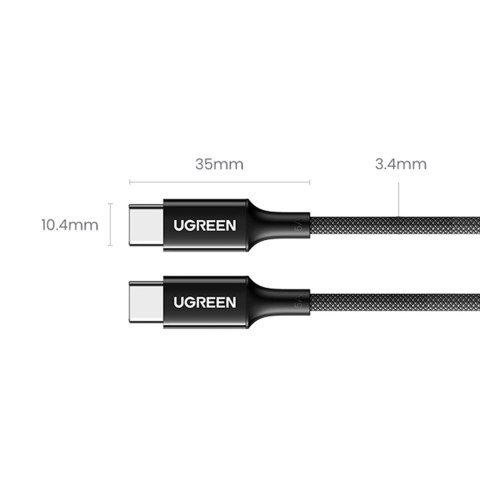 Kabel Ugreen US557 USB-C / USB-C PD 100W 1m - czarny Kabel Ugreen US557 USB-C / USB-C PD 100W 1m - czarny
