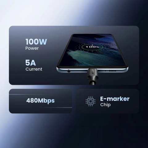 Kabel Ugreen US562 USB-C - USB-C PD QC 100W 5A 480Mb/s 1,5m - czarny Kabel Ugreen US562 USB-C - USB-C PD QC 100W 5A 480Mb/s 1,5m - czarny