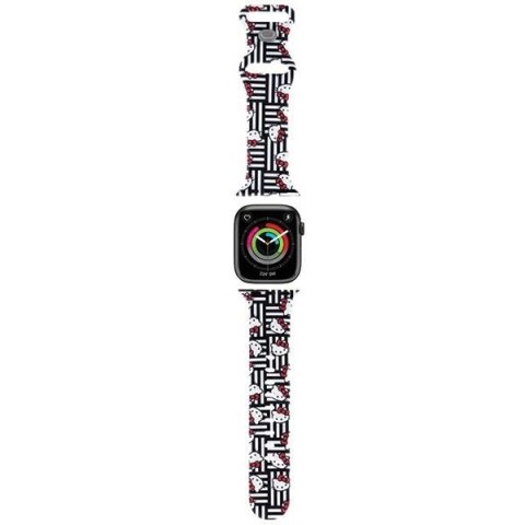 Pasek Hello Kitty Silicone Heads & Stripes na Apple Watch 38/40/41mm - czarny Pasek Hello Kitty Silicone Heads & Stripes na Apple Watch 38/40/41mm - czarny