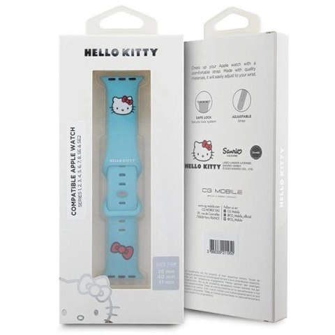 Pasek Hello Kitty Silicone Kitty Head na Apple Watch 38/40/41mm - niebieski Pasek Hello Kitty Silicone Kitty Head na Apple Watch 38/40/41mm - niebieski