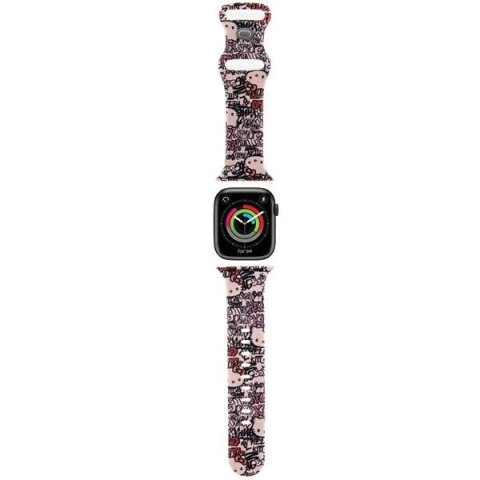 Pasek Hello Kitty Silicone Tags Graffiti na Apple Watch 38/40/41mm - różowy Pasek Hello Kitty Silicone Tags Graffiti na Apple Watch 38/40/41mm - różowy