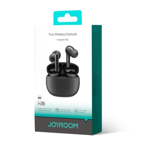 Słuchawki bezprzewodowe TWS Joyroom Funpods Series JR-FB3 Bluetooth 5.3 - czarne Słuchawki bezprzewodowe TWS Joyroom Funpods Series JR-FB3 Bluetooth 5.3 - czarne