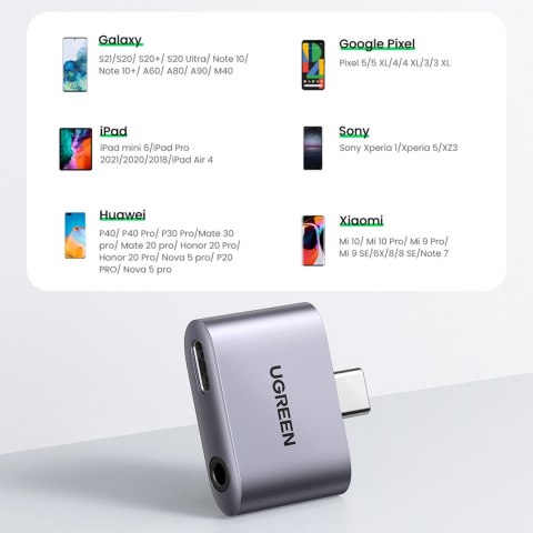 Adapter audio Ugreen CM231 USB-C mini jack 3,5 mm - szary