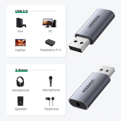 Adapter audio Ugreen CM383 - szary Adapter audio Ugreen CM383 - szary