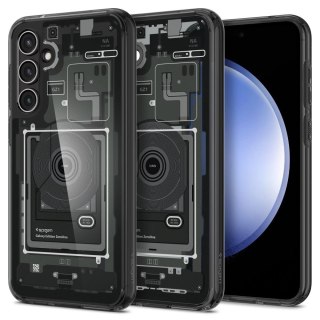 Etui Spigen Ultra Hybrid na Samsung Galaxy S23 FE - ciemnoszare (wzór Zero One)