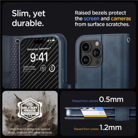 Etui Spigen Wallet S Pro na iPhone 15 Pro - granatowe Etui Spigen Wallet S Pro na iPhone 15 Pro - granatowe