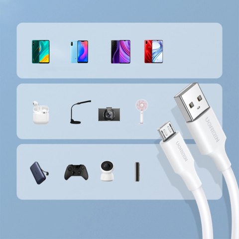 Kabel Ugreen US289 60140 micro USB / USB-A 0.5m - biały Kabel Ugreen US289 60140 micro USB / USB-A 0.5m - biały