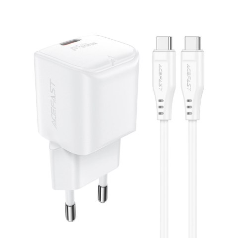 Ładowarka sieciowa Acefast A73 Mini PD 20W GaN + kabel USB-C - biała Ładowarka sieciowa Acefast A73 Mini PD 20W GaN + kabel USB-C - biała