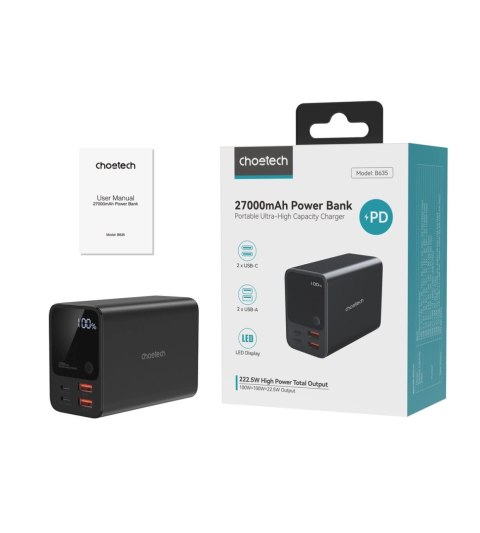 Powerbank Choetech B635BK 2xUSB-A / 2xUSB-C 27000mAh - czarny Powerbank Choetech B635BK 2xUSB-A / 2xUSB-C 27000mAh - czarny