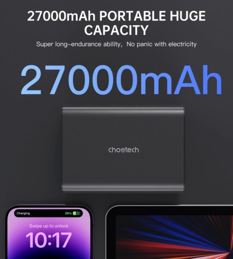 Powerbank Choetech B635BK 2xUSB-A / 2xUSB-C 27000mAh - czarny Powerbank Choetech B635BK 2xUSB-A / 2xUSB-C 27000mAh - czarny