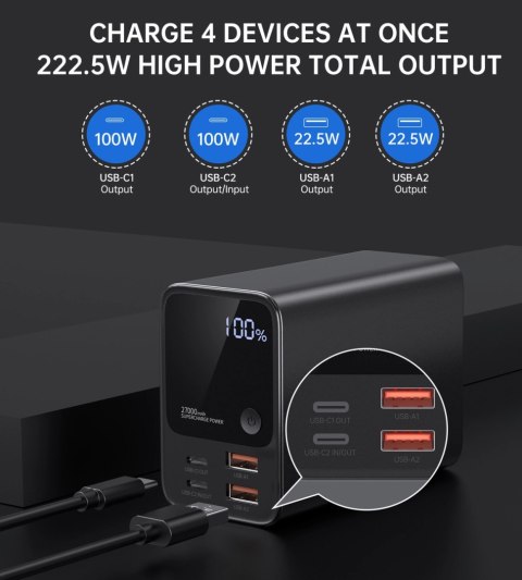 Powerbank Choetech B635BK 2xUSB-A / 2xUSB-C 27000mAh - czarny Powerbank Choetech B635BK 2xUSB-A / 2xUSB-C 27000mAh - czarny