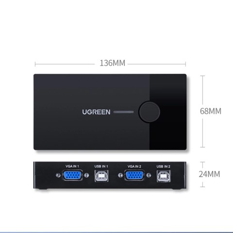 Przełącznik KVM Ugreen 30357 - czarny Przełącznik KVM Ugreen 30357 - czarny