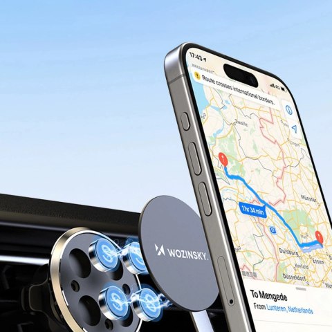 Uchwyt Wozinsky WUMKO na telefon magnetyczny na kratkę nawiewu do samochodu - czarny Uchwyt Wozinsky WUMKO na telefon magnetyczny na kratkę nawiewu do samochodu - czarny