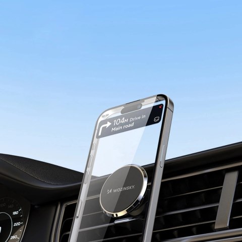 Uchwyt Wozinsky WUMKO na telefon magnetyczny na kratkę nawiewu do samochodu - czarny Uchwyt Wozinsky WUMKO na telefon magnetyczny na kratkę nawiewu do samochodu - czarny