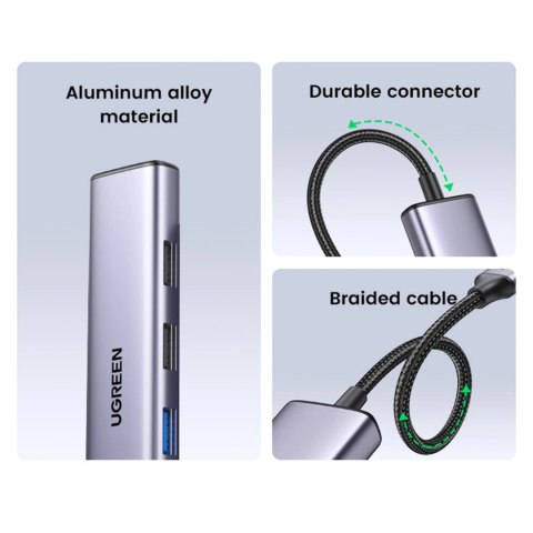 Wielofunkcyjny adapter Ugreen CM478 - szary Wielofunkcyjny adapter Ugreen CM478 - szary