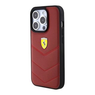 Etui Ferrari Leather Stitched Lines na iPhone 15 Pro - czerwone