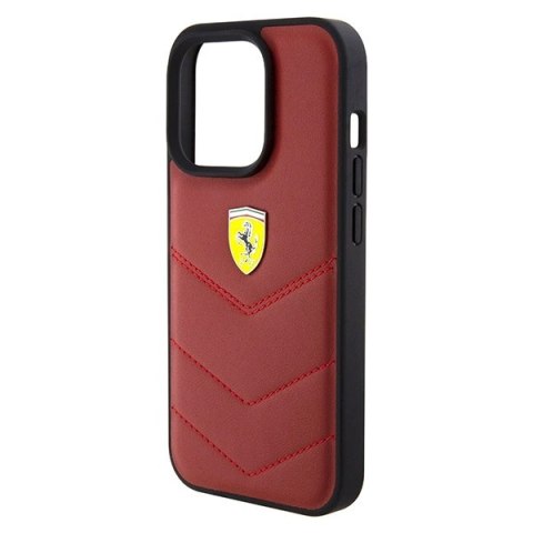 Etui Ferrari Leather Stitched Lines na iPhone 15 Pro - czerwone Etui Ferrari Leather Stitched Lines na iPhone 15 Pro - czerwone