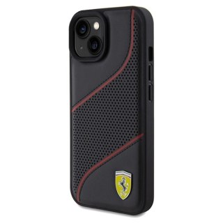 Etui Ferrari Perforated Waves Metal Logo na iPhone 15 / 14 / 13 - czarne