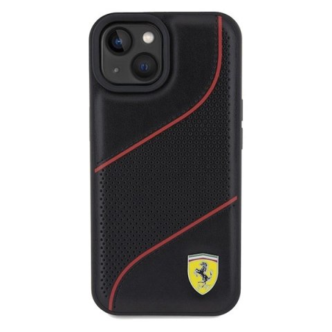 Etui Ferrari Perforated Waves Metal Logo na iPhone 15 / 14 / 13 - czarne Etui Ferrari Perforated Waves Metal Logo na iPhone 15 / 14 / 13 - czarne