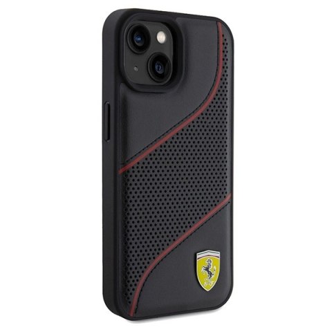 Etui Ferrari Perforated Waves Metal Logo na iPhone 15 / 14 / 13 - czarne Etui Ferrari Perforated Waves Metal Logo na iPhone 15 / 14 / 13 - czarne