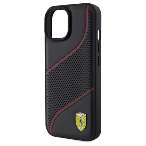 Etui Ferrari Perforated Waves Metal Logo na iPhone 15 / 14 / 13 - czarne Etui Ferrari Perforated Waves Metal Logo na iPhone 15 / 14 / 13 - czarne