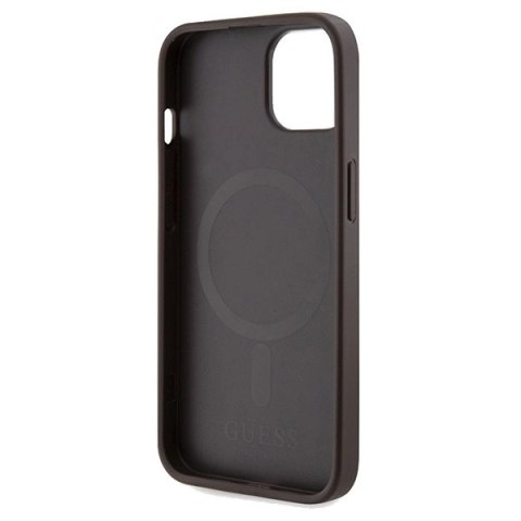 Etui Guess 4G Printed Stripes MagSafe na iPhone 15 / 14 / 13 - brązowe