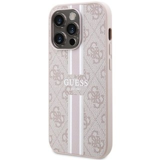 Etui Guess 4G Printed Stripes MagSafe na iPhone 15 Pro - różowe