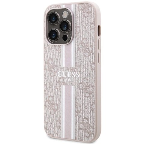 Etui Guess 4G Printed Stripes MagSafe na iPhone 15 Pro - różowe