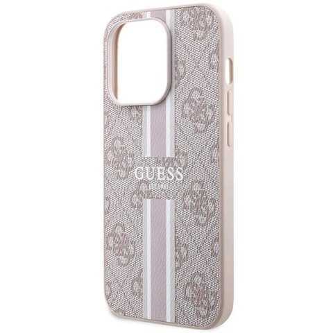 Etui Guess 4G Printed Stripes MagSafe na iPhone 15 Pro - różowe