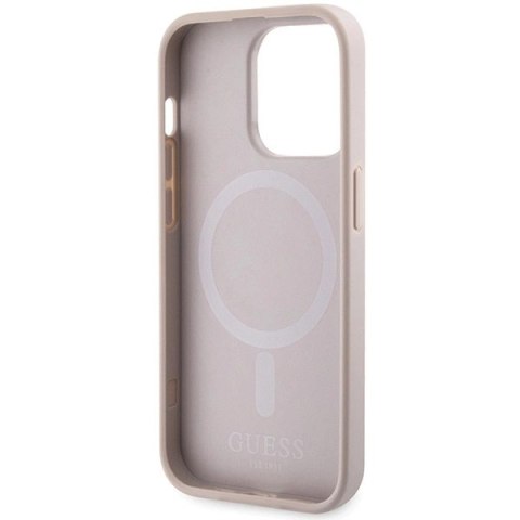 Etui Guess 4G Printed Stripes MagSafe na iPhone 15 Pro - różowe