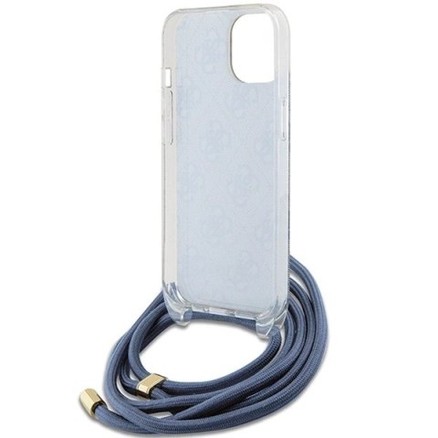 Etui Guess Crossbody Cord 4G Print na iPhone 15 / 14 / 13 - niebieskie