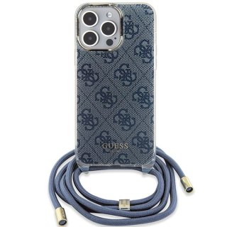 Etui Guess Crossbody Cord 4G Print na iPhone 15 Pro Max - niebieskie