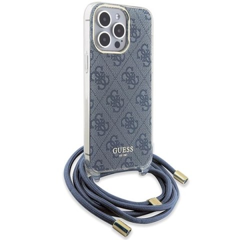Etui Guess Crossbody Cord 4G Print na iPhone 15 Pro Max - niebieskie