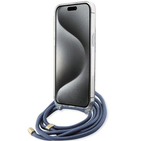 Etui Guess Crossbody Cord 4G Print na iPhone 15 Pro Max - niebieskie
