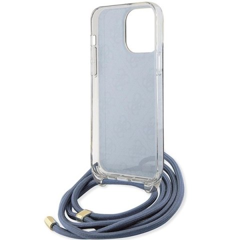Etui Guess Crossbody Cord 4G Print na iPhone 15 Pro Max - niebieskie
