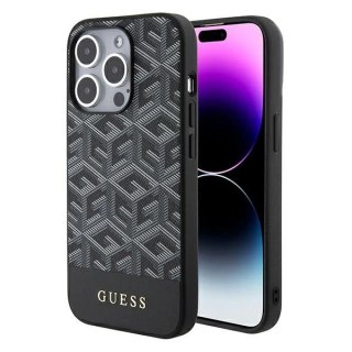 Etui Guess GCube Stripes MagSafe na iPhone 15 Pro - czarne