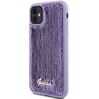 Etui Guess Sequin Script Metal na iPhone 11 / Xr - fioletowe