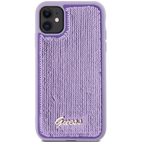 Etui Guess Sequin Script Metal na iPhone 11 / Xr - fioletowe