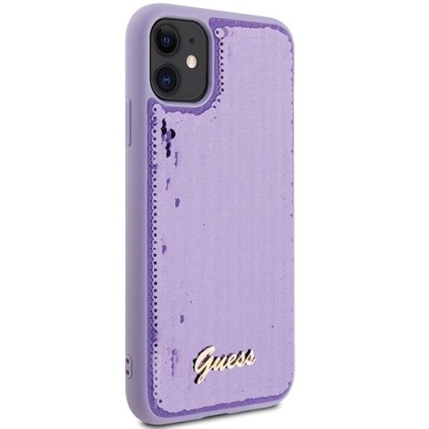 Etui Guess Sequin Script Metal na iPhone 11 / Xr - fioletowe