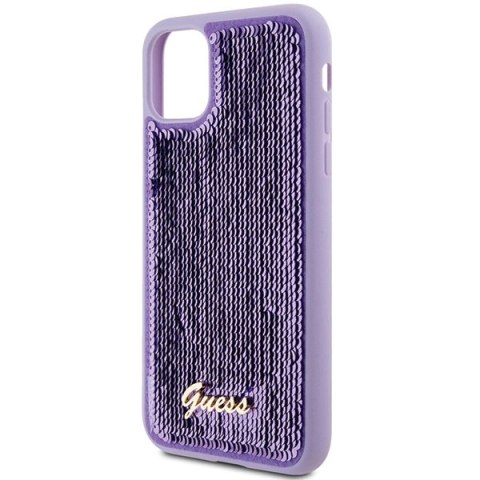 Etui Guess Sequin Script Metal na iPhone 11 / Xr - fioletowe