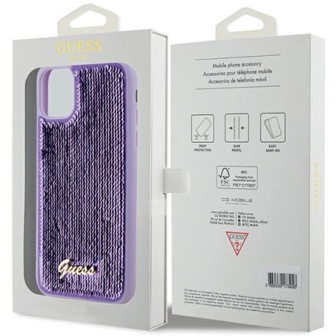Etui Guess Sequin Script Metal na iPhone 11 / Xr - fioletowe
