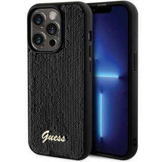 Etui Guess Sequin Script Metal na iPhone 13 Pro / 13 - czarne