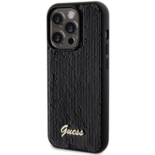 Etui Guess Sequin Script Metal na iPhone 13 Pro / 13 - czarne
