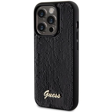 Etui Guess Sequin Script Metal na iPhone 13 Pro / 13 - czarne