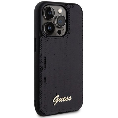 Etui Guess Sequin Script Metal na iPhone 13 Pro / 13 - czarne