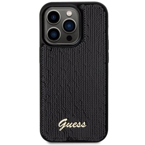 Etui Guess Sequin Script Metal na iPhone 13 Pro Max - czarne