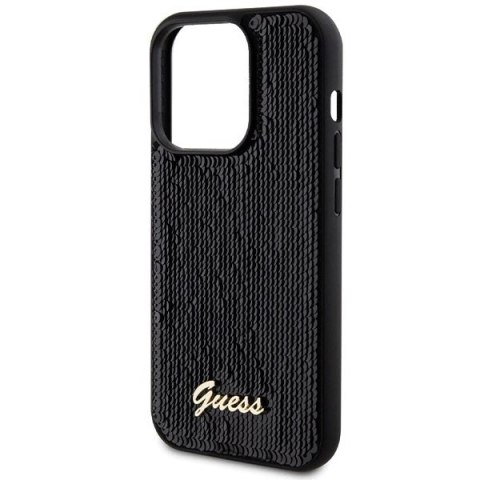 Etui Guess Sequin Script Metal na iPhone 13 Pro Max - czarne
