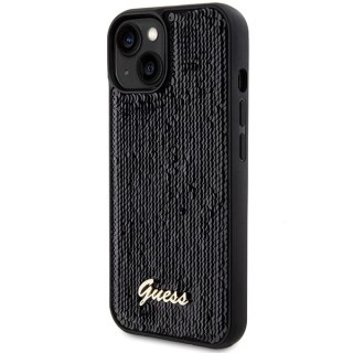 Etui Guess Sequin Script Metal na iPhone 14 / 15 / 13 - czarne